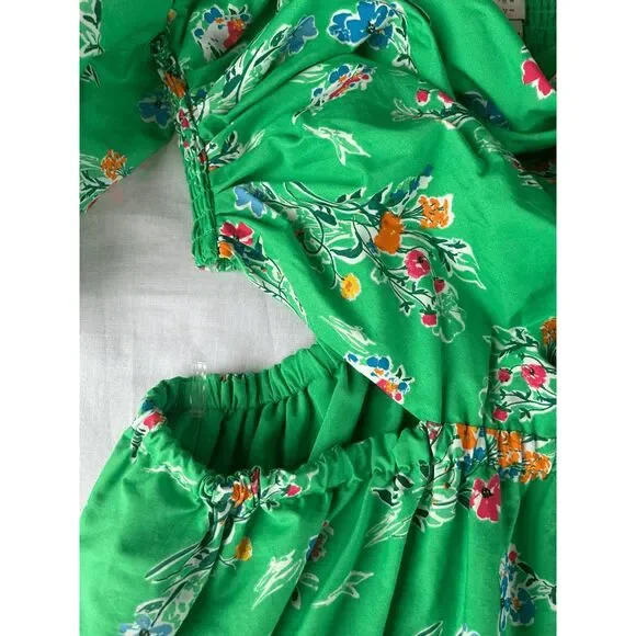 Green Balloon, Cutout Midi Dress, Size Medium, Festival, Whimsical, Flowers - Picture 4 of 7
